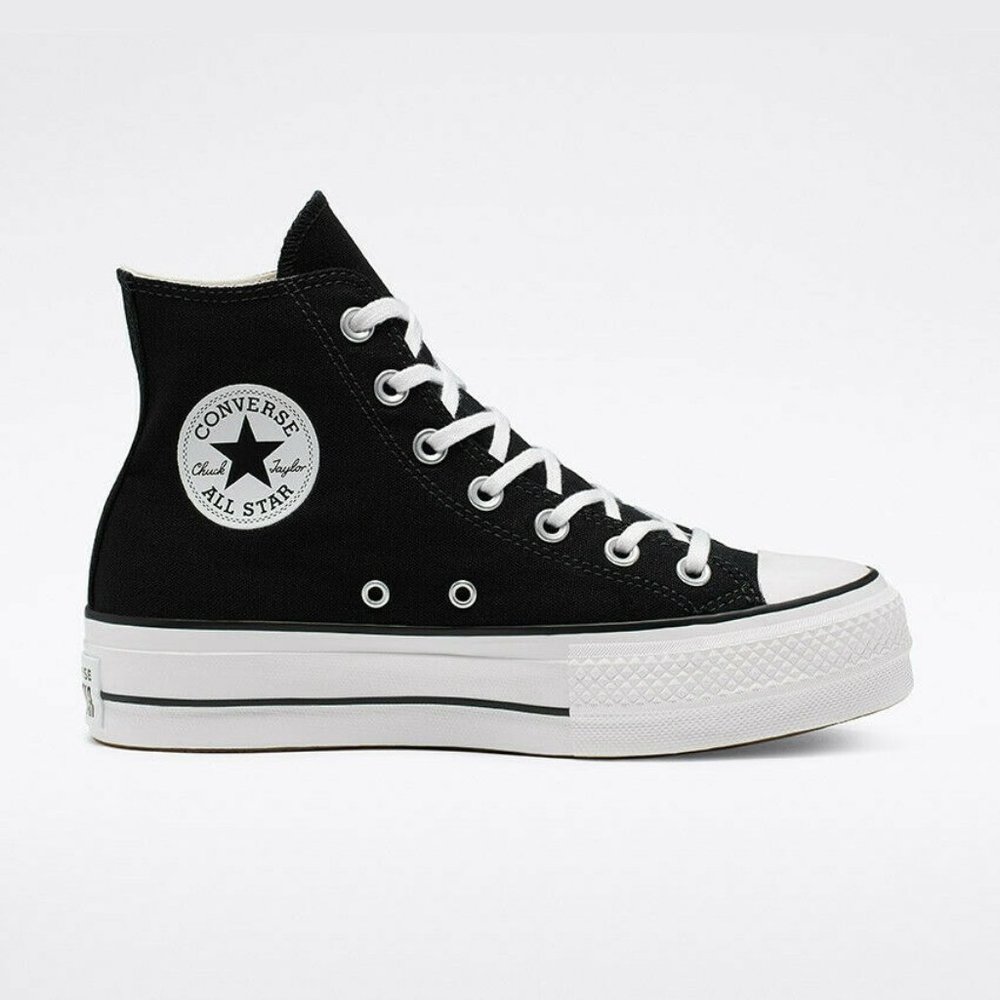 New Converse Canvas Black Platform CTAS Sneakers - Picture 4 of 6